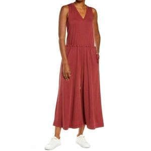 Sweaty Betty Sleeveless Wide Leg Cruise Jumpsuit in Falu Red